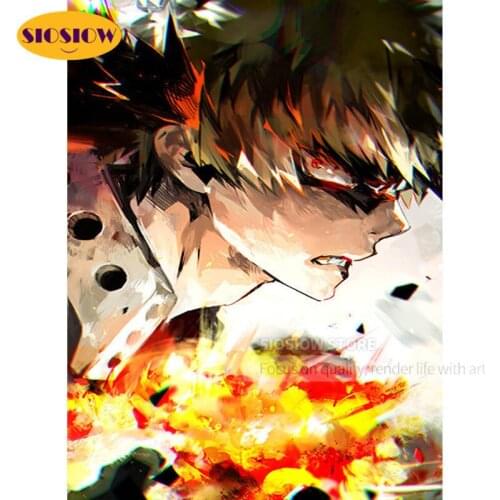 ACG DIY Bakugou Katsuki Diamond Painting Wall Art My Hero Academia Cross Stitch Pictures 5d Embroidery Japanese Anime Fans Gifts