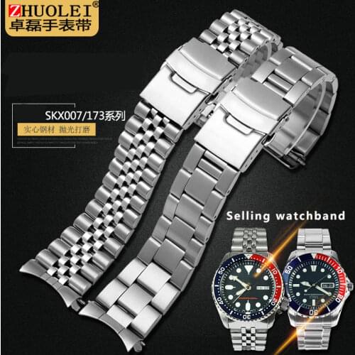 High quality fine steel watch strap is suitable for mens watch SKX007/009 SKX173/175/A35 series 22mm Gift tools
