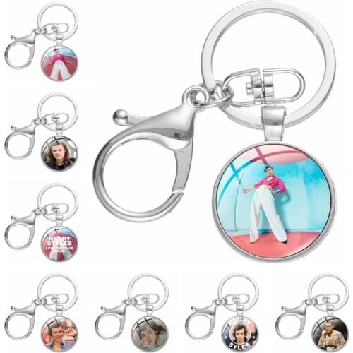 Glass Ball Pendant Keychain Fine Line Singer Picture Theme Keyring LGBT Serial Jewelry Cute Gifts for Music Fans New Arrival