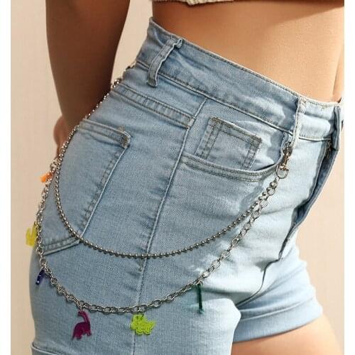 Fashion Metal Pants Chain For Women Animal Pendant Trousers Waist Multilayer Chain Jeans Keychains Street Punk Hip Hop Jewelry