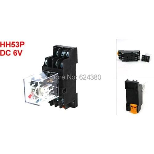DC 6V Coil 5A 250V AC / 28V DC 3PDT 3P2T 11 Pin General Purpose Electromagnetic Power Relay HH53P w PFY11A Base Socket