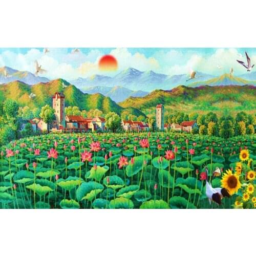 Lotus reflection day The wooden puzzle 1000 pieces ersion jigsaw puzzle white card adult childrens educational toys