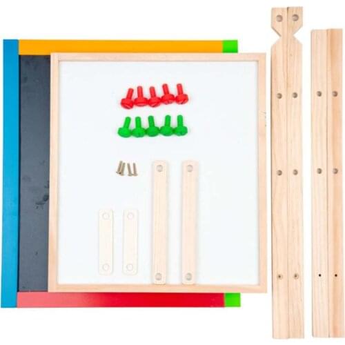 Kid Wooden Art Easel Dual Sided Height Adjust Painting Blackboard for Toddlers