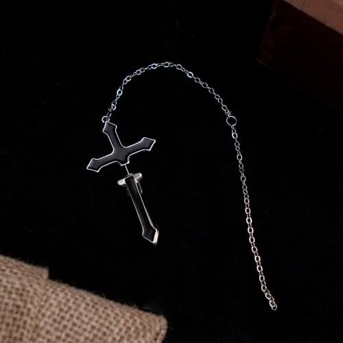 Long Chain Cross Zipper Drop Earrings for MenVintage Cross Drop Earrings for Women Party Punk Costume Gothic Jewelry Gift