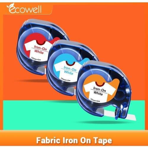 Ecowell 12mm Fabric Iron On Label compatible for Dymo 18769 18773 18777 LetraTag tape For Dymo LetraTag LT-100H label maker