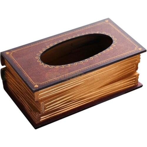 Elegant Wood Books Shape Tissue Box Cover Home Car Napkin Toilet Paper Holder