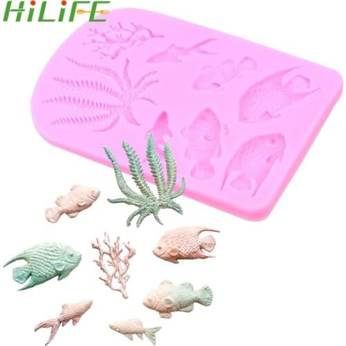 HILIFE Chocolate Moulds Bakeware Cake Border Fondant Cake Decorating Tools Sea Coral Cupcake DIY Ocean Series Fish Seaweed Mould