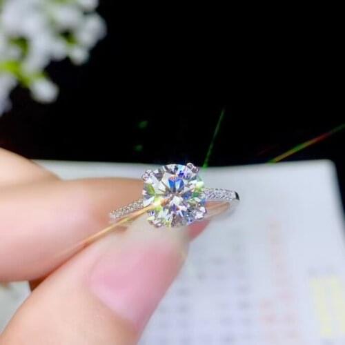 Crackling moissanite gemstone ring for women jewelry engagement ring for wedding 925 sterling silver ring birthday New Year gift