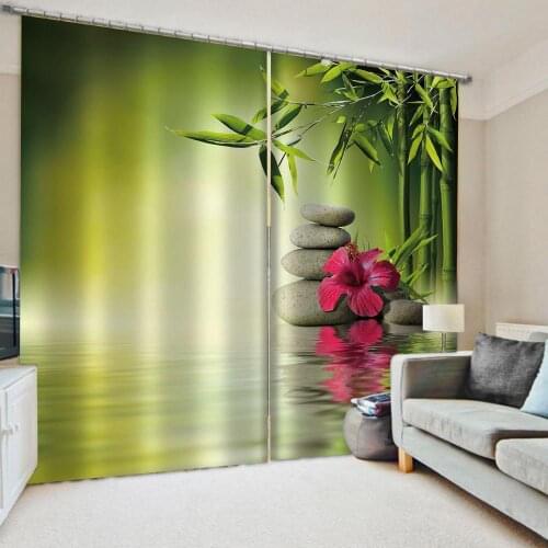 Customized size Luxury Blackout 3D Window Curtains For Living Room nature scenery green bmaboo curtains