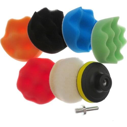 7Pcs/Set 3 Inch Car Polishing Pads Kit Clean Sponge Waxing Wheel Wool Ball Accessory Auto Backer Pad Care Headlight Repair