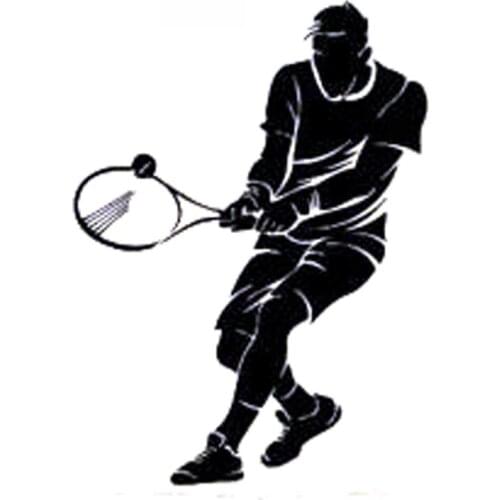 Fashionable Tennis Male Player Sticker High Quality Car Decoration Personality Pvc Waterproof Decal Black/white, 17cm*13cm