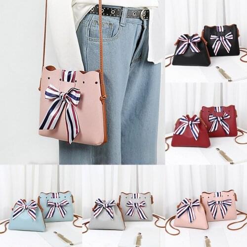 Pu Leather Fashion Women Bowknot Bucket Bag New Design Ladies Womens Purses and Hand Bags Crossbody Bags for Women