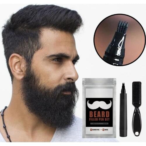 Beard Filling Pen Kit парикмахер Pencil With Brush Salon Facial Hair Engraving Styling Eyebrow Tool Male Mustache Repair Shape