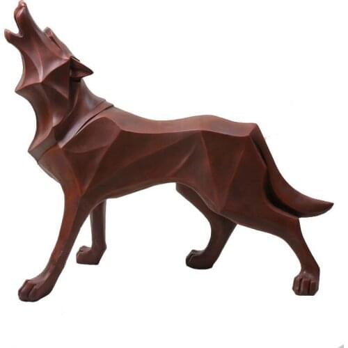 THE NEW NORDIC WOLF DOG DECORATIVE STATUE ABSTRACT TOTEM GEOMETRIC RESIN CRAFTS GIFT ANIMAL SCULPTURE HOME DECORATION ACCESSORIE
