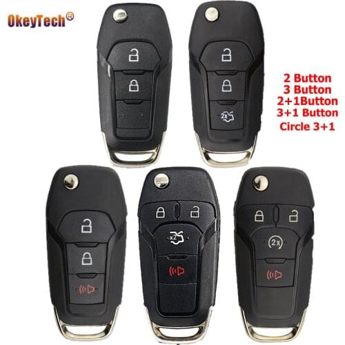 Okeytech Flip 2/3/4 Button For Ford Focus Fusion Mk2 Mk7 Ranger Explorer Edge 2013-2015 Remote Smart Control Car Key Shell Case