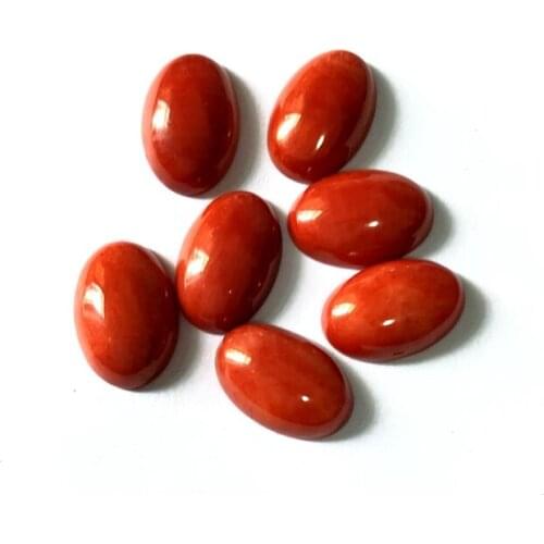 Wholesale 2pcs Natural Orange Coral Bead Cabochon,8x12mm 10x14mm 12x16mm Oval Gem Stone Bead Cabochon Ring Face For Jewelry