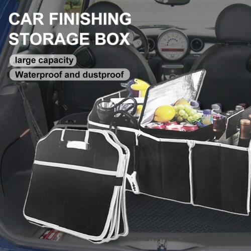 Car Trunk Organizer Foldable Storage Box with Handle Car Rear Trunk Folding Cube Multifunctional 40L Collapsible Organizer