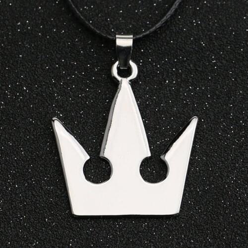 Kingdom Hearts Necklace Crown Sora Riku Kair Roxas Amulet Symbol Logo Silver Color Pendant Fashion Hot Game Jewelry Wholesale