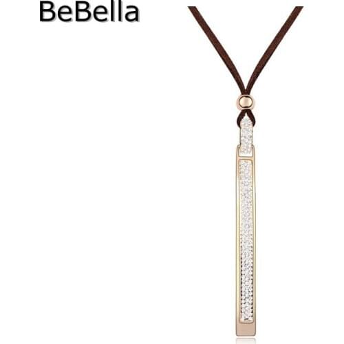 Casual style Geometric Shape Rope Chain pendant long necklace made with Genuine Czech crystal for girls Christmas gift