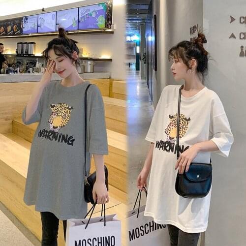 8131# Maternity Tops Summer Short Sleeve T-shirt cartoon printed cotton Loose Stylish Tops for Pregnant Women