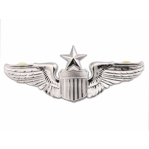 USAF U.S. AIR FORCE SENIOR PILOT METAL WING BADGE INSIGNIA SILVER-32209