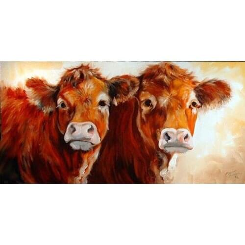 HIGH QUALITY HAND PAINTED ANIMAL OIL PAINTING ON CANVAS : "COW"