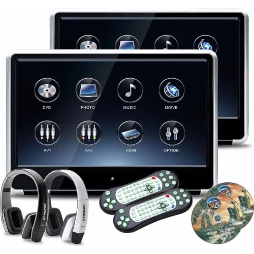 XTRONS 2pcs Monitors 11.6'' inch HD Digital TFT IPS Touch 1080P Video Car Headrest DVD Player HDMI Port FM USB GAME+2 Headphones