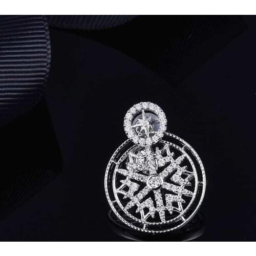 SLJELY Luxury Brand 925 Sterling Silver Mono Mandala Totem Round Earring Cubic Zirconia Stones Women Fashion Jewelry