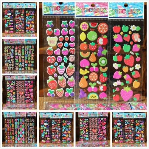 10 Sheets/lot 3D Puffy Bubble Stickers Mixed Cartoon Cars Waterpoof DIY Children Kids Boy Girl Toys for children