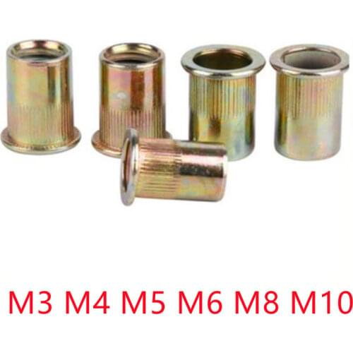 10-50pcs M3 M4 M5 M6 M8 M10 Rivet Nut/Carbon Steel Flat Head Blind Insert Nut/ Flat head rivet nut