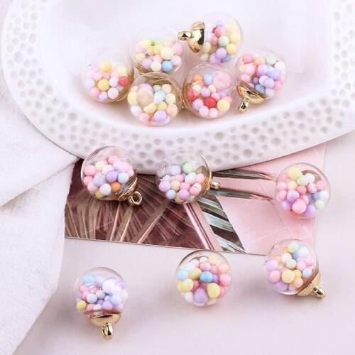 100pcs Cute Phone Pendant Flower Glass Ball for Mobile Phone Straps Charm DIY Accessories