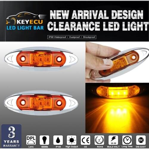 KEYECU 2PCS Amber Universal LED Side Clearance Markers lights for Truck Trailer Boat ATV Easy to install ,Free end wire