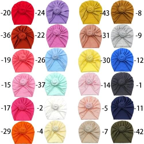 24pc/lot Multicolor Fashion Donut Baby Hat Cotton Elastic Beanie Cap Newborn Baby Round Knot Turban Infant Hats Hair Accessories
