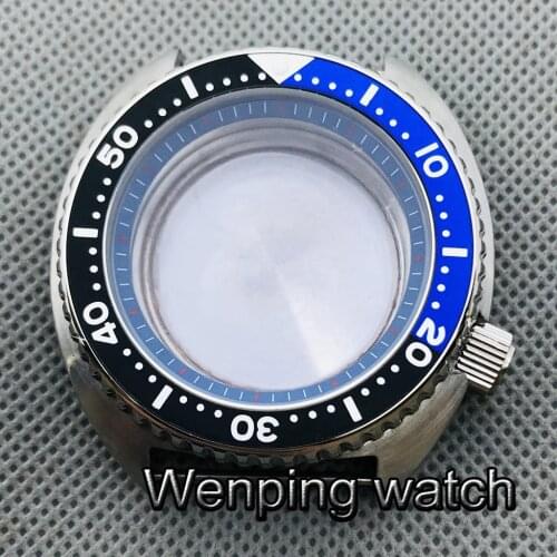 45mm Black Blue Bezel Blue Chapter Ring Silver Stainless Steel Sterile Case Sapphire Crystal Fit NH35 NH36 Automatic Movement