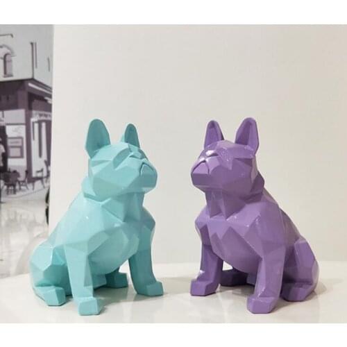 Nordic abstract geometric resin dog statue modern minimalist French bulldog sculpture animal statue ornament craft Decorations
