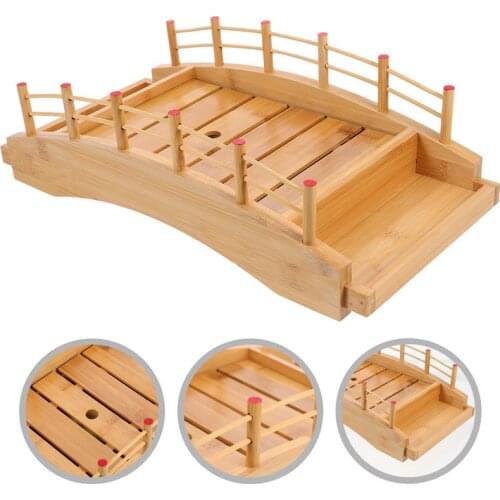 1pc Bamboo Sushi Tray Sushi Plate Sushi Container Practical Sushi Board Bamboo Sushi Sashimi Plate Arch Bridge (Yellow)