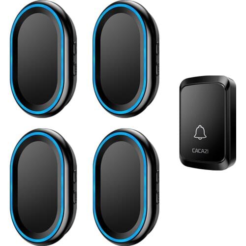 CACAZI Wireless Doorbell Waterproof 300M Remote LED Light Home Smart Calling Bell US EU UK AU Plug Chime 1 Button 4 Receivers