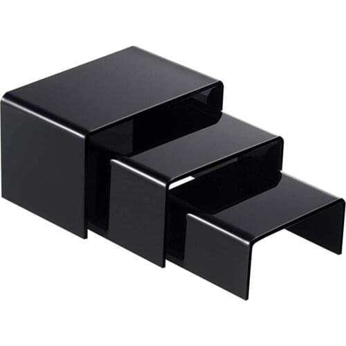 3PCS Black Acrylic Display Stand Shelf Holder Tabletop Counter Display Jewelry Gift Showcase Stand Shelves