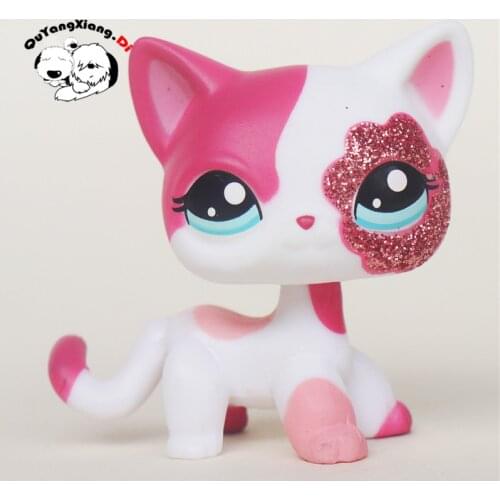 CWM003 Pet Shop Animal Pink and White Cat doll action Figure kitten