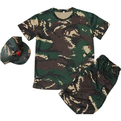 Childrens Military Set Tops+short Pants+cap Halloween Military Uniform Teenager Boy Combat Shirt High Quality Army Suit 110-170