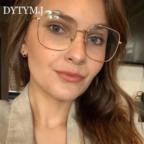 DYTYMJ Oversized Metal Glasses Frames for Women Anti Blue Light Glasses Frame Alloy Eyeglasses Frames Women Computer Glasses