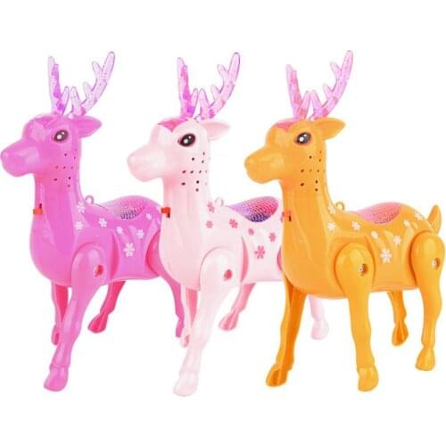 Electric Pull Rope Pet Walking Sika Deer Animal Toy with LED Music Leash Interactive Kids Toy Children Birthday Gift