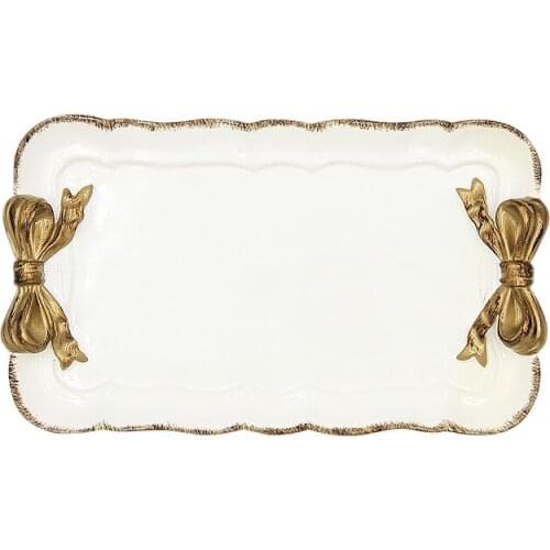 European Retro Bow Storage Tray Resin Decoration Jewelry Fruit Tray Food Storage Box Cosmetics Storage Box