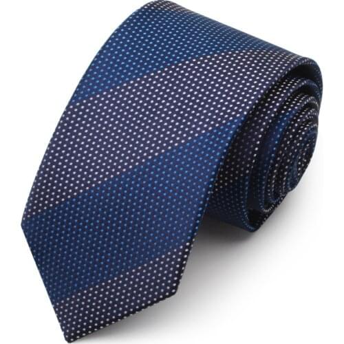 Fashion Blue Polka Dot Jacquard Weave Ties for Men 7cm Standard Necktie Wedding Party Mens Business Ties with Luxury Gift Box