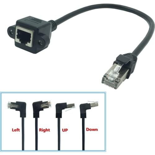 RJ45 Ethernet Cable Lan Cable RJ45 Male to Female Extend Cord Screw Panel Mount Left Right Angled 90 Degree UP&Down 0.3m 0.6m