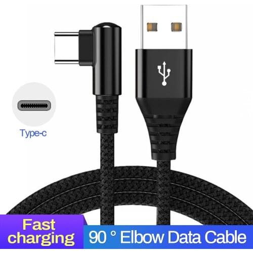 3A Fast Charging Cable Type C USB For Samsung Xiaomi Gaming 90 Degree Elbow USB Type C Cable Support Quick Charge 0.3m 1.2m 1.8m