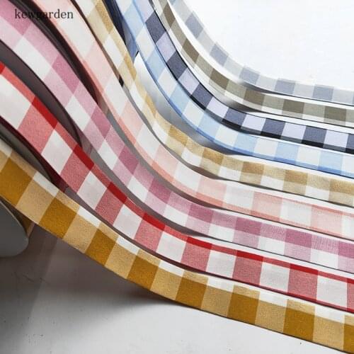 Kewgarden 25mm 1" Plaid Layering Cloth Ribbons Handmade Tape DIY Bowknot Hair Accessories Satin Ribbon Webbing 5 Meters