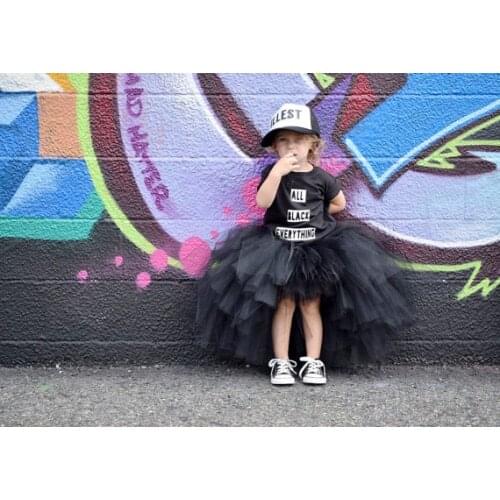 Cool Girl long Tutu black Skirt Lovely Princess Girls Birthday Party Skirts Photos ball gown costume Party clothing