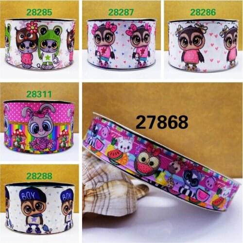Free shipping 50 yard cartoon printed grosgrain ribbon 27868