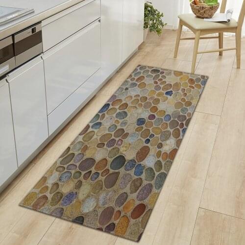 Kitchen Mat Entrance Doormat Cobblestone Pattern Home Bedroom Bedside Floor Decoration Bath Hallway Rug Carpet Anti-Slip Balcony